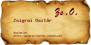 Zsigrai Oszlár névjegykártya